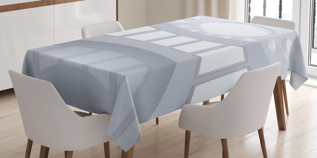 ABAKUHAUS Modern Tischdecke, 3D Visualisierung von futuristischen Interieur leere Bildergalerie Architektur Print, 140 x 200 cm, Kokosnuss Weiß
