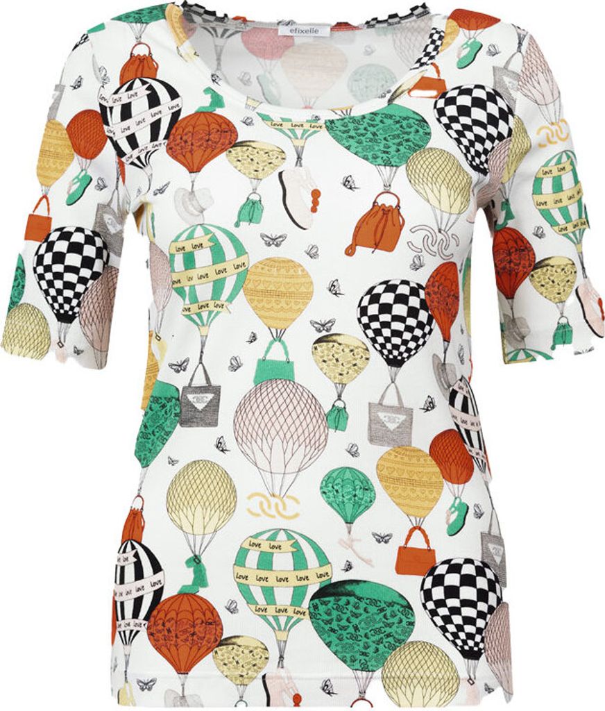 T-Shirt 1185 weiß/eukalyptus/mohn Größe 42