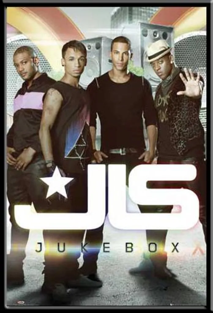 Poster Jukebox JLS encadré Shinsuke : Cadre MDF noir et vitre acrylique
