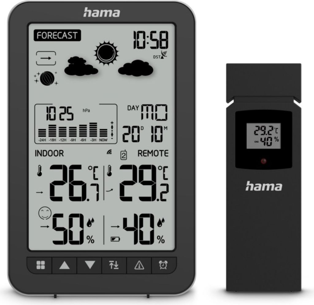 Hama Wetterstation Ko Samui, mit Außensensor, Funk, Wecker,