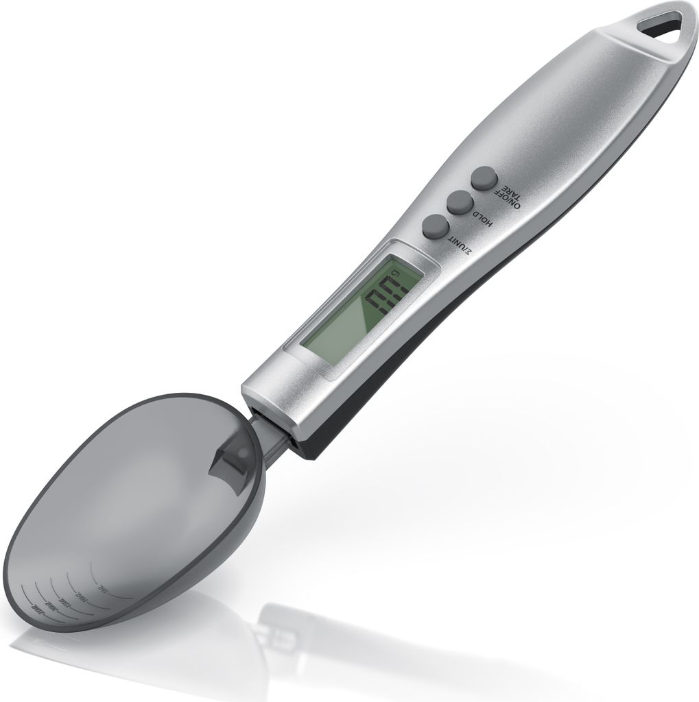 Arendo Löffelwaage digital 0,1g - Küchenwaage Feinwaage - LCD-Anzeige – Digitalwaage - Professionelles Küchenzubehör - 2 abnehmbare Löffel -...