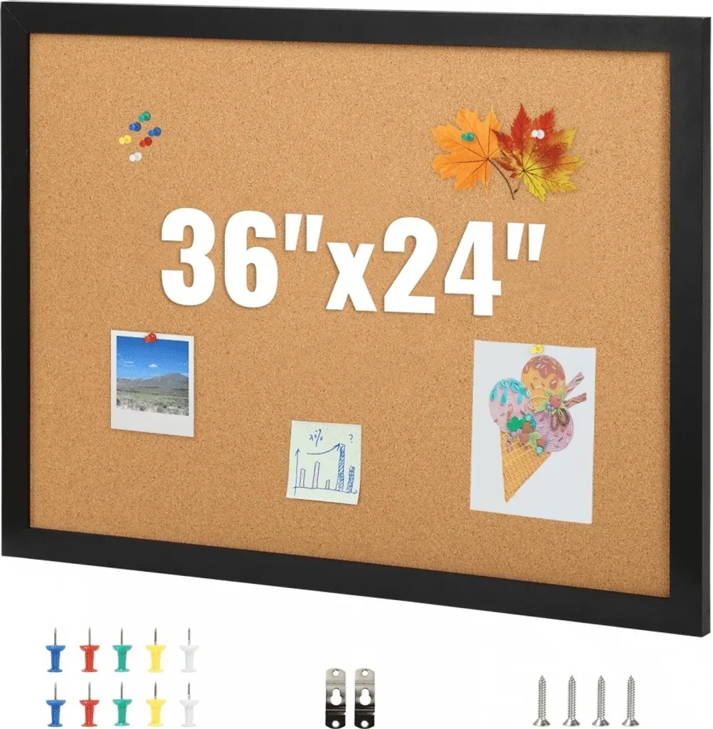 Grand tableau liège 91x61 cm auto-réparateur avec cadre bois MDF élégant