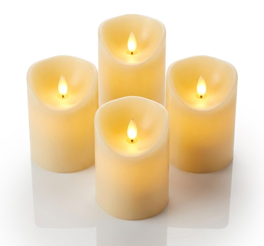 Relaxdays LED Kerzen, 4er Set, Timer & bewegliche Flamme, Produktbild 