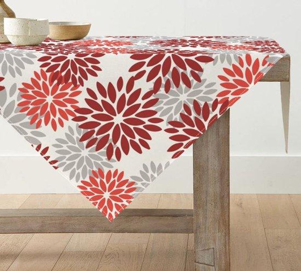 Sommerliche Blumen Dekoration, Florale Rote Dahlienschmuck, Sommerfest Dekoration, Bunt, 85x85 cm