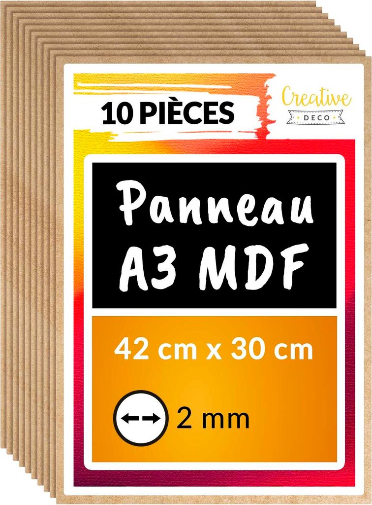 Creative Deco 10 x A3 Panneau MDF 420 x 300 x 2 mm - Image du produit 