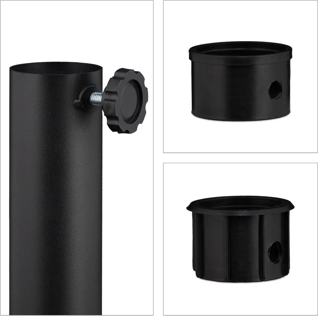 Support de parasol noir pour terrasse stable face au vent d'été
