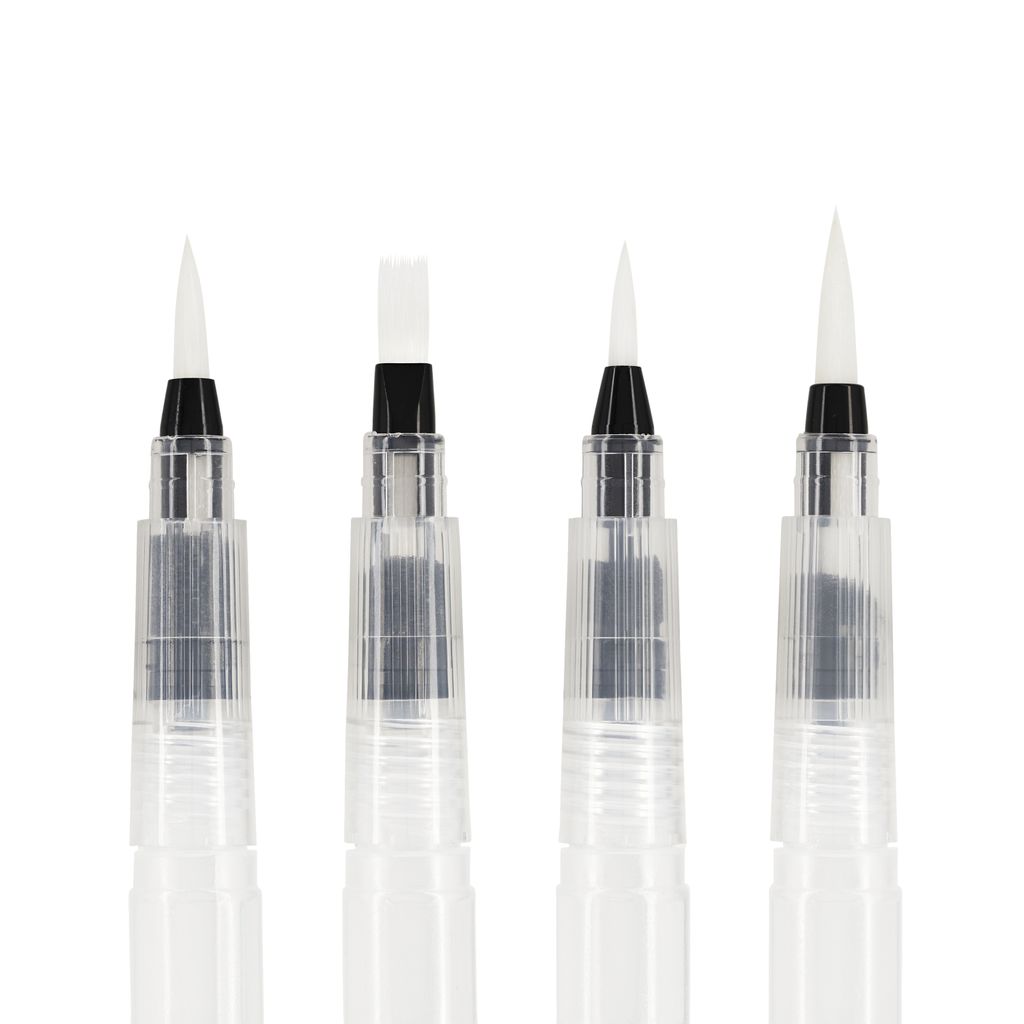 Four water tank brushes are lined up against a white background.