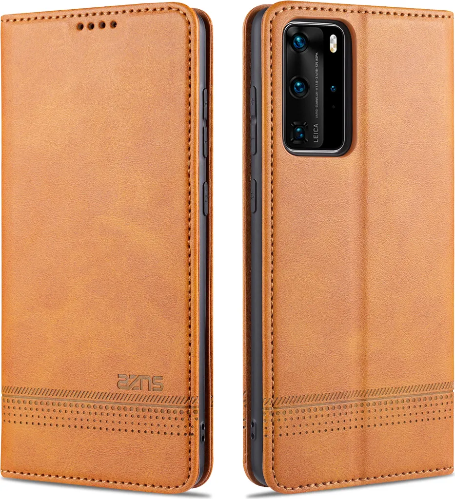 Custodia Huawei P40 a Libro - Cover Marrone Chic con Stand e Magnete