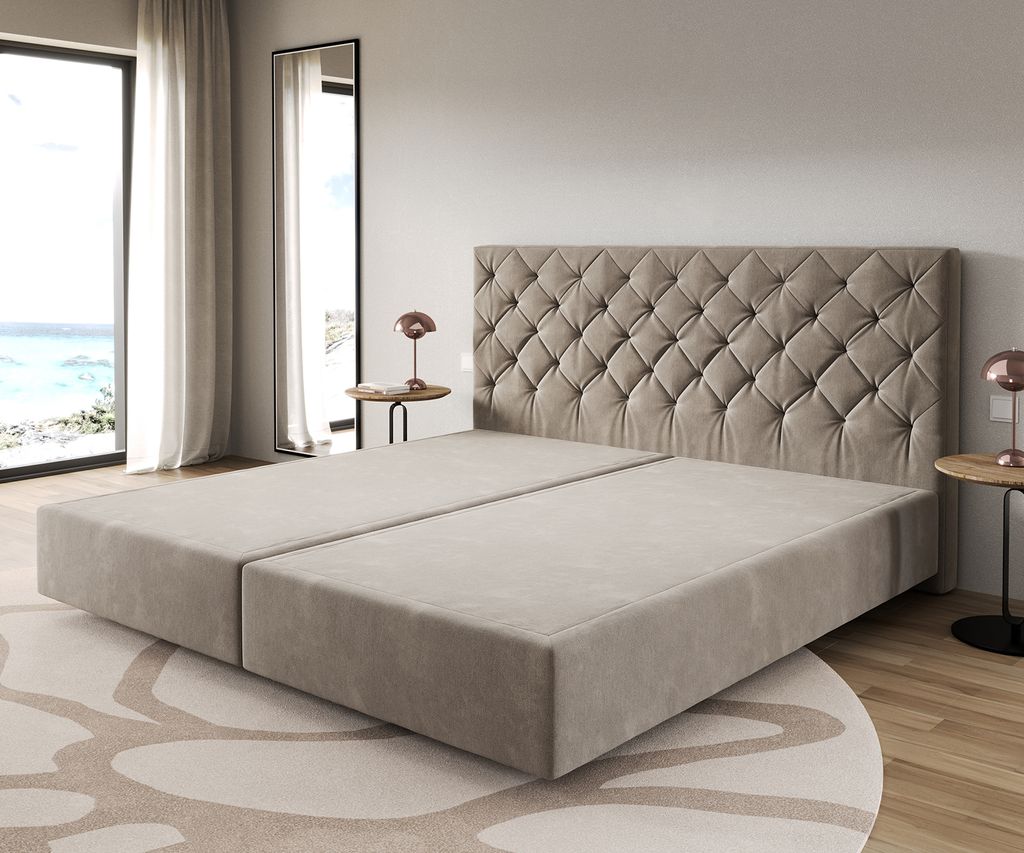 DELIFE Boxspringgestell Dream-Great Mikrofaser Beige Produktbild 