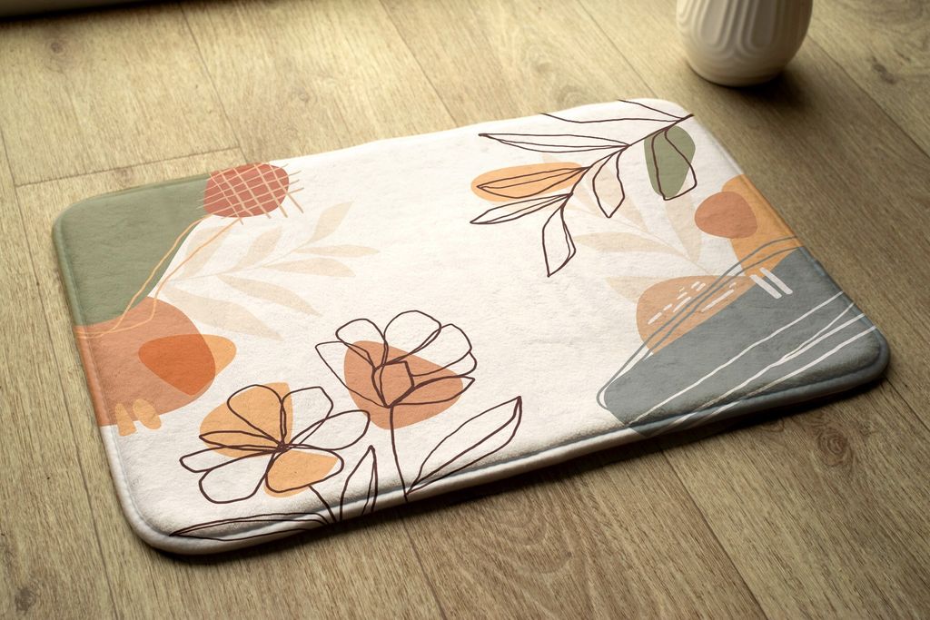 Badteppich Saugfähige - Badezimmer Teppich - Rutschfester Badvorleger Badematte - 75x45 cm - Geometrische Abstraktion