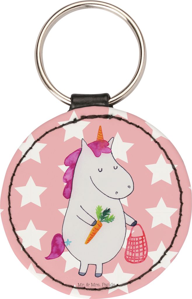 Mr. & Mrs. Panda Schlüsselanhänger Einhorn Gemüse - Rot Pastell - Geschenk, kunstleder, Taschenanhänger, Anhänger, Bunt, Wochenmarkt, Unicorn,...