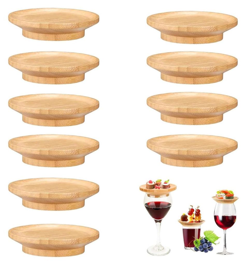 10x Bambus Weinglasaufsatz, Glasdeckel & Charcuterie Produktbild 