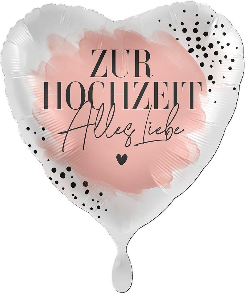 18"/Ø43cm Herz Folienballon  "Zur Hochzeit Alles Liebe" Produktbild 