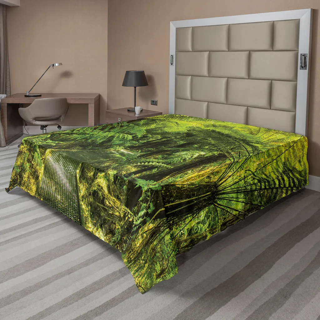 Drap plat zen forêt tropicale pour literie décorative grand format vert