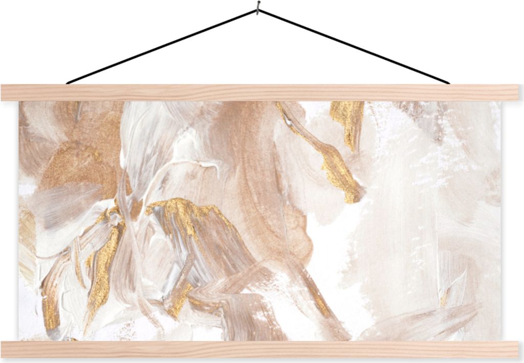 MuchoWow Textilposter Farbe - Gold - Glitter 60x30 cm mit holzfarbenen Rahmen - Dekoration
