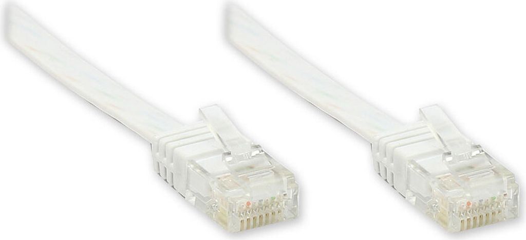 Patchkabel, Cat. 6, U/UTP, FLACHKABEL, weiß, 1,0m, Good Connections