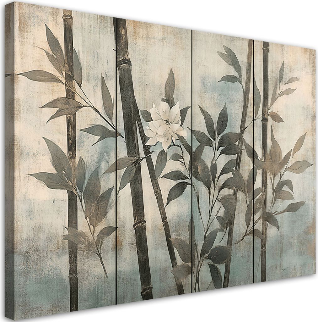 Leinwandbild Bambusstängel auf einem Pastellhintergrund 120x80 Feeby Beige bild für die wand bereit zum aufhängen