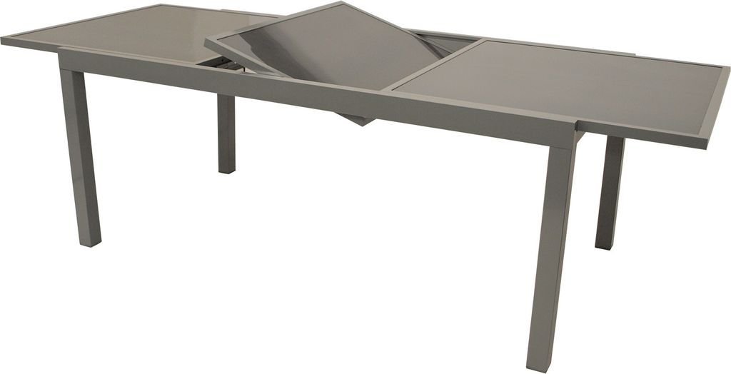 Balkontisch Gartentisch Ausziehtisch Glas/Alu grau ausziehbar 140-200 cm