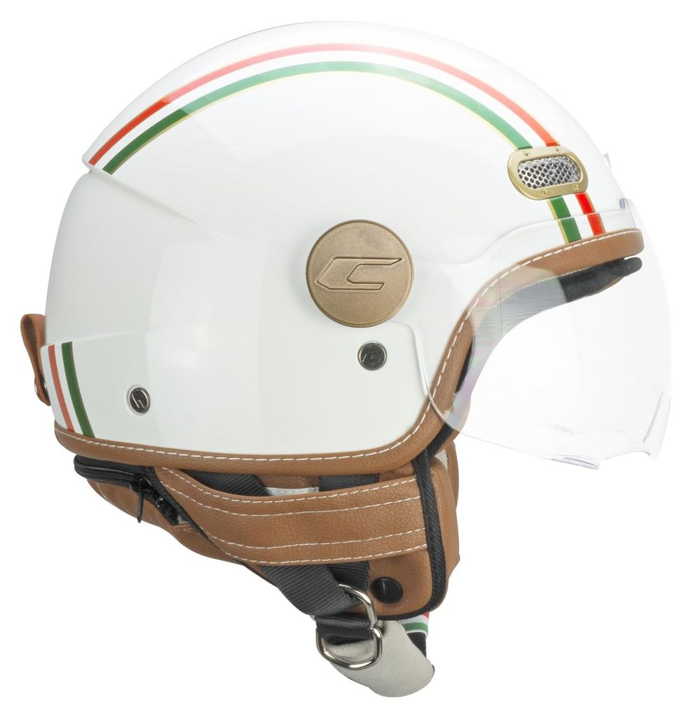 Jet Helm CGM 191I PIX ITALIA Grün Weiß Rot Geformtes Visier Produktbild 
