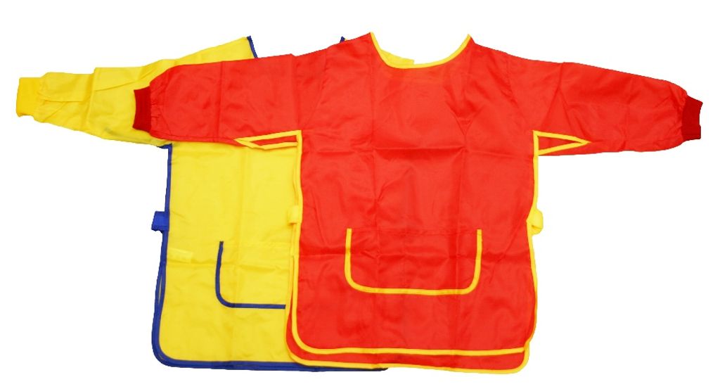 EDUPLAY 240-063 Malkittel für Kinder, 60 x 44 cm Universalgröße, 100 % Polyester, rot/gelb