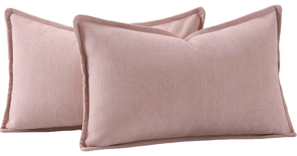 Set mit 2 Chenille-Kissenbezügen, rosa, 30 x 50 cm, rechteckig