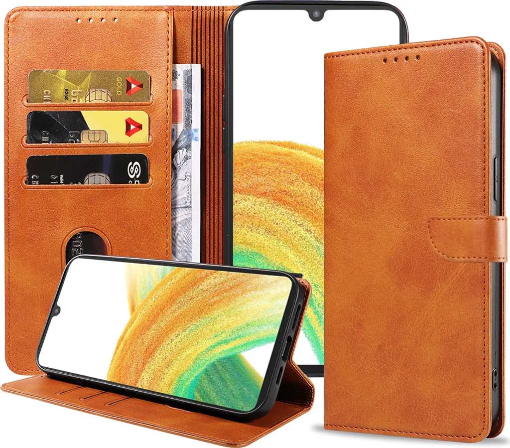 Cover Portafoglio Samsung A33 5G Marrone Ecopelle Magnetica Slim