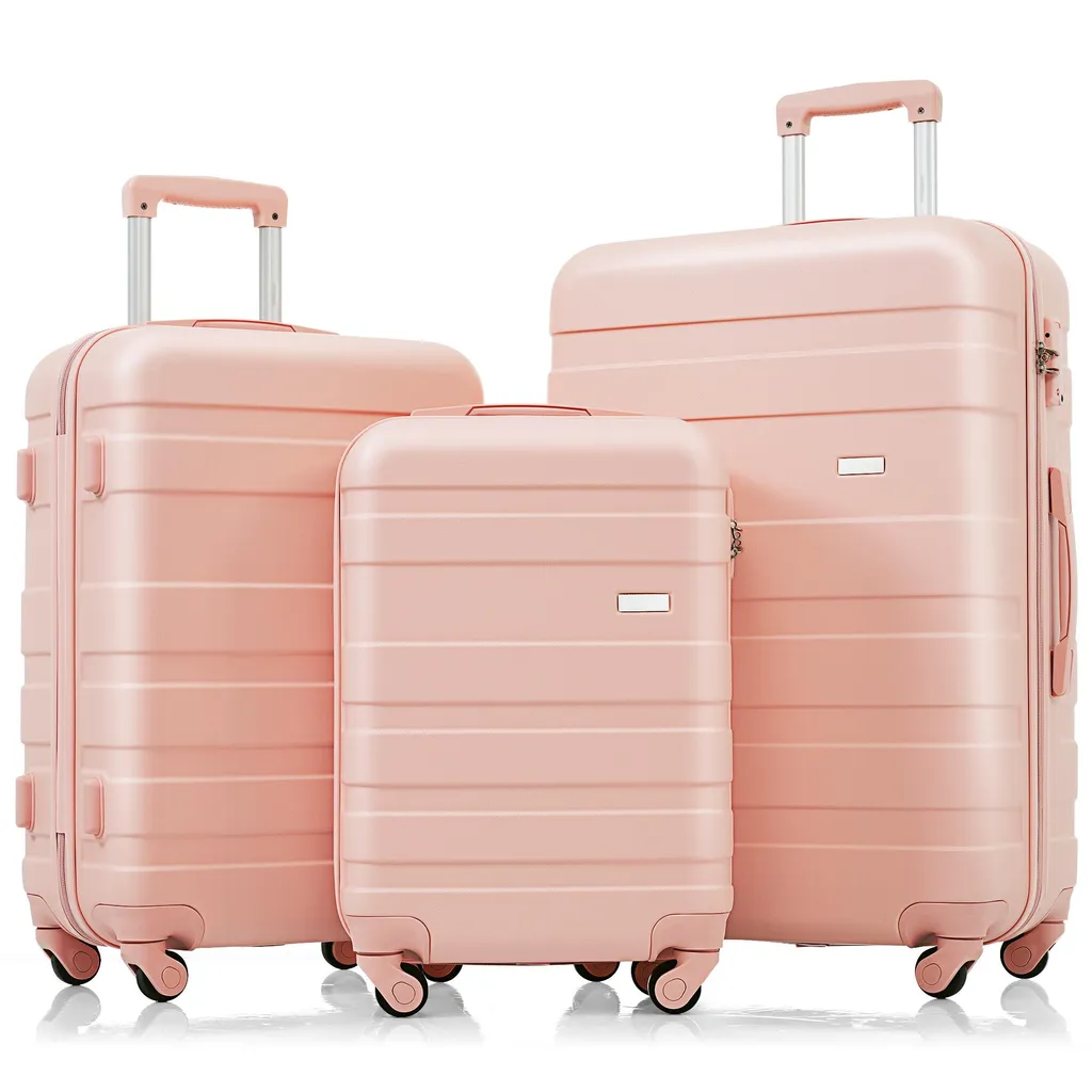 Set 3 Trolley Flieks Rosa: Valigie Rigide in ABS con Ruote e Serratura