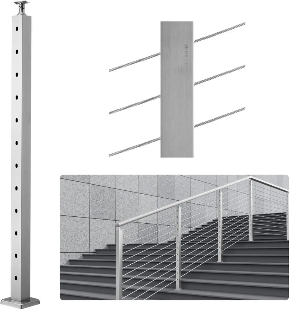 Sistema Ringhiera di Design: Paletto Argento 106 cm Foro 30°