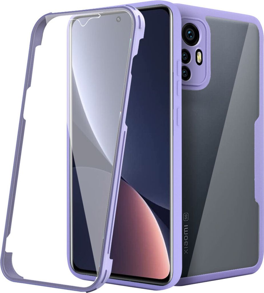 Xiaomi 12 Pro Schutzhülle, Eingebautem Displayschutz 360 Grad Komplettschutz Handyhülle für Xiaomi 12 Pro Lila