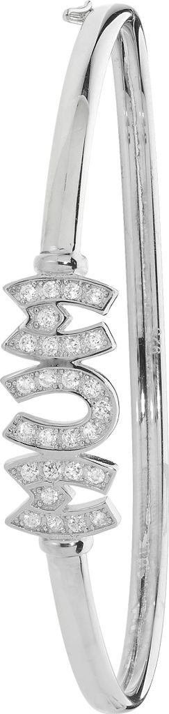 Stylischer 925 Sterling Silber Damen - Klappbar Armreif mit Zirkonia - 3mm, 7 Gramm; TRS21913