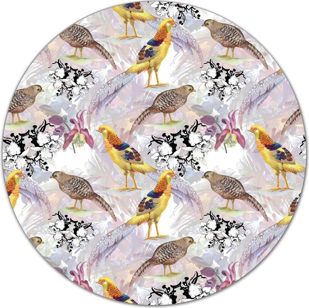 Glas Schneidebrett Herdabdeckplatten Schneideplatten Rund - 40 cm - Wild Fasan rosa