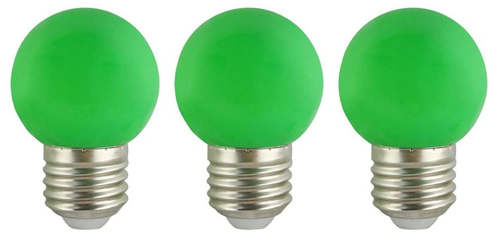 VITO LED-Lampe G45 E27 - 2 W (ersetzt 15 W) - 120 lm - Grünes Licht - 180-240 V - Flimmerfrei - Energieeffizient - 3 Stück