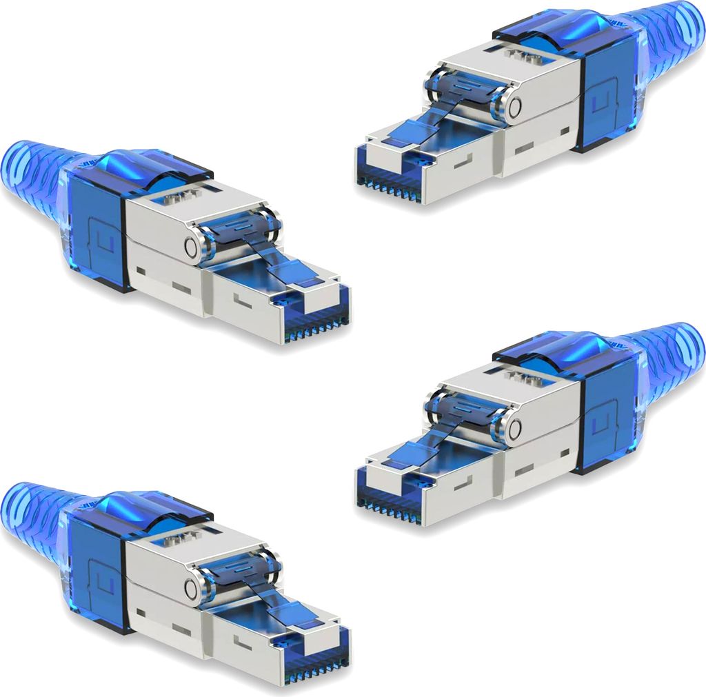 4x Netzwerk Stecker CAT 7 Werkzeuglos RJ45 CAT7 Netzwerkstecker Netzwerkkabel