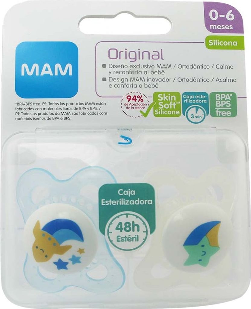 Mam Original Silikon Schnuller 0-6m Blau 2 Stück