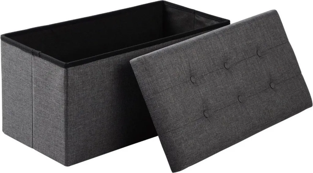 Banc de rangement gris 76x38x38 cm - Coffre pliant en tissu lin élégant