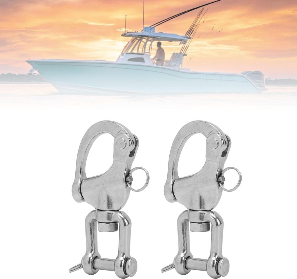2PCS Auge Schwenk Snap Schäkel 316 Edelstahl Gabelkopf 5 Zoll Schnell Release Boot Schäkel Segelboot Hardware