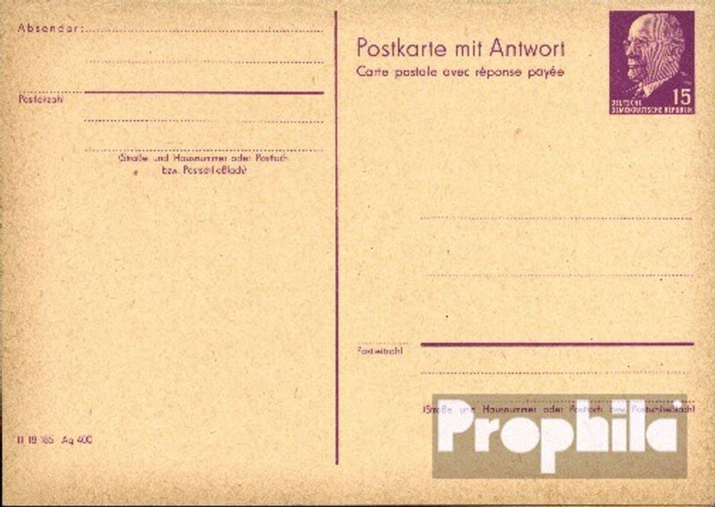 Belege Ganzsachen DDR 1966 P78 Amtliche Postkarte un Walter Ulbricht