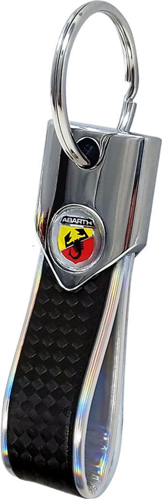 Abarth Offizielle Schlüsselanhäng, Silberfarbe und Karbon mit Schild Logo