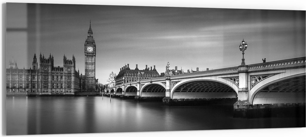 DEQORI Glasbild Echtglas 125x50 cm 'Londoner Zeitlosigkeit' Wandbild Bild modern Deko