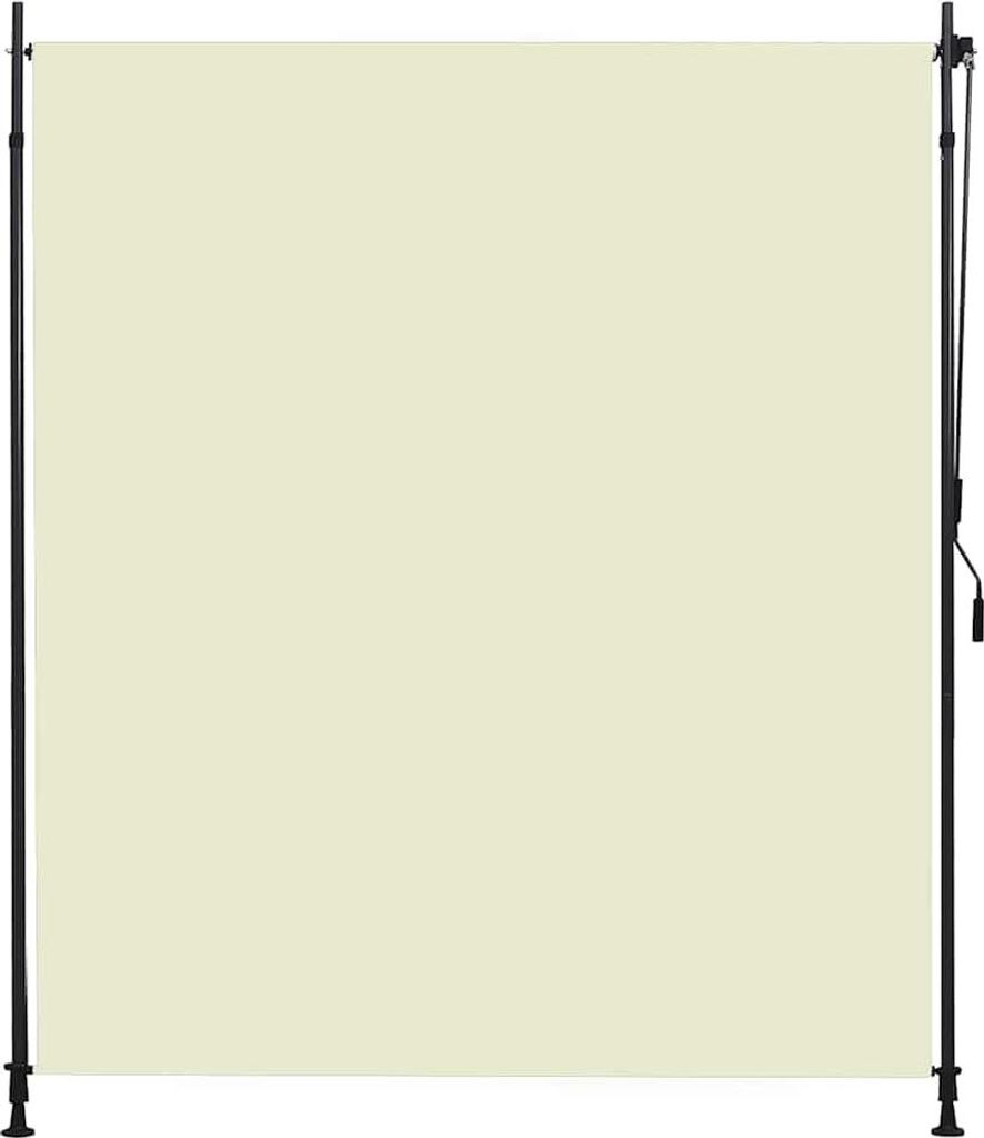 A plain backdrop with a cream-colored roller blind mounted on a black frame.