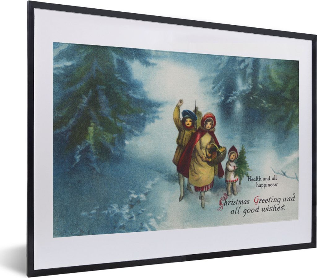 MuchoWow Gerahmtes Poster Weihnachtsbotschaft - Schnee - Weihnachten 40x30 cm - Poster mit Schwarzem Bilderrahmen Wandposter Rahmen Foto Bilder -...
