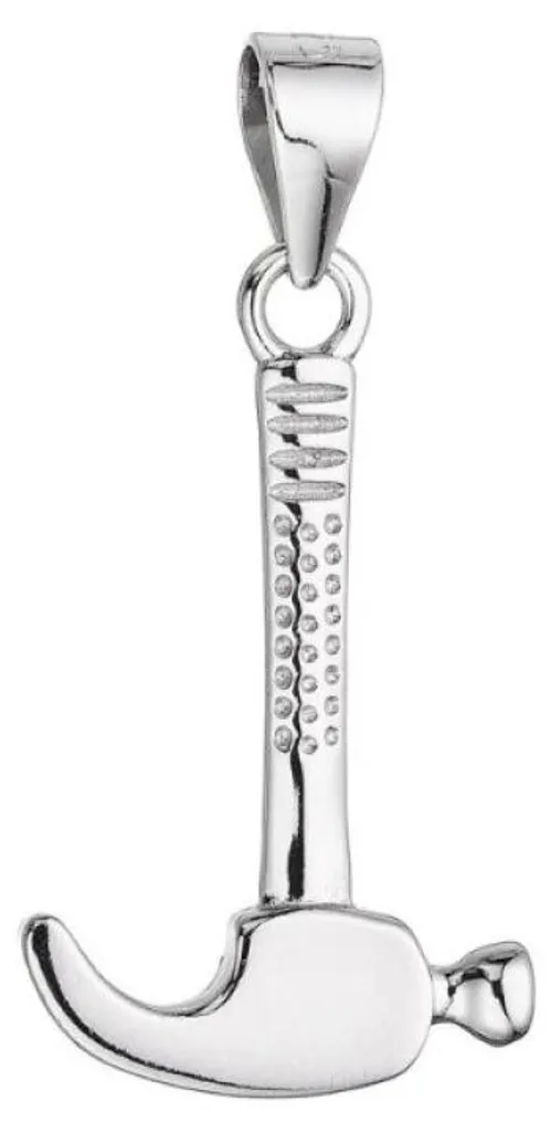 Bijou pendentif marteau en argent massif pour homme et charpentier