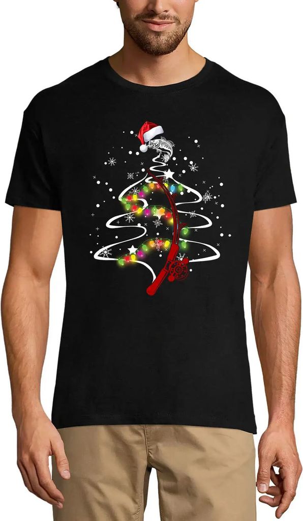 Herren Grafik T-Shirt Weihnachten Angeln Weihnachtsbaumfischer – Christmas Fishing Christmas Tree Fisherman – Öko-Verantwortlich Vintage Jahrgang