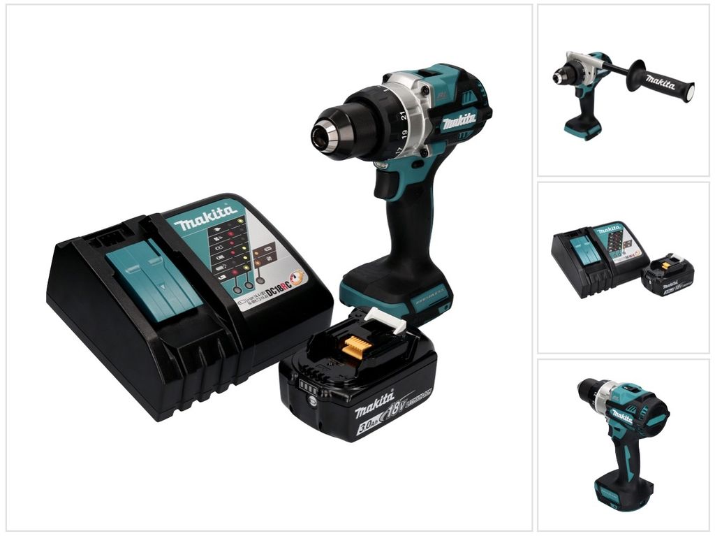 Makita DDF 486 RF1 Akku Bohrschrauber 18 V 130 Nm Brushless + 1x Akku 3,0 Ah + Ladegerät