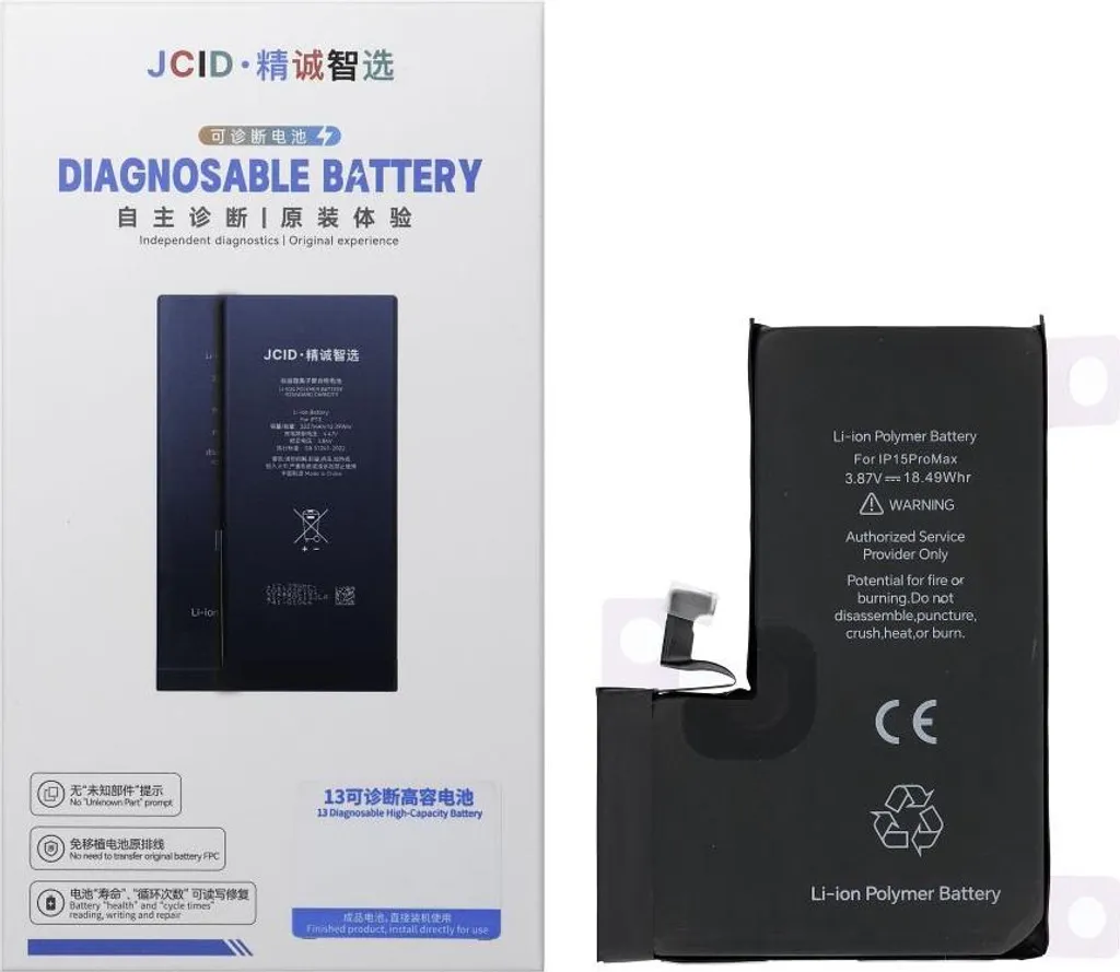 Batterie iPhone 15 Pro Max JCID 4780 mAh Haute Capacité Longue Durée