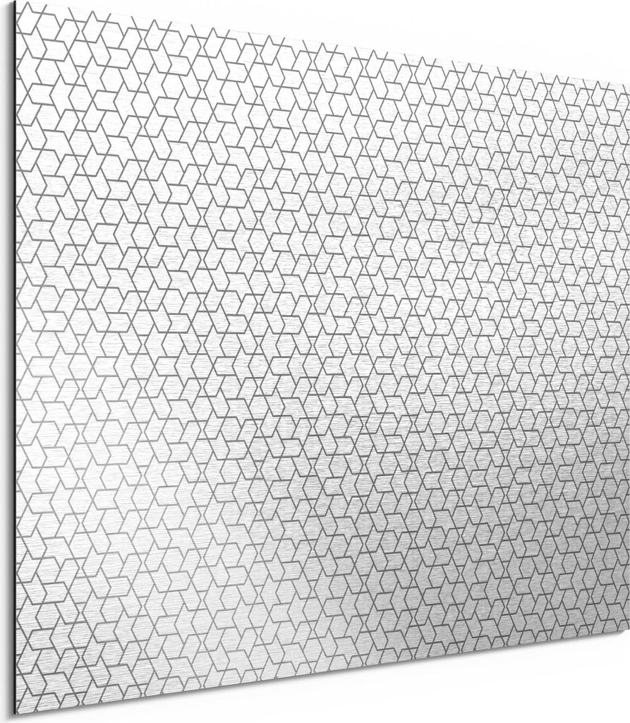 DEQORI Alu-Dibond Bild Silber 40x30 cm 'Technolinie Musterung' Wandbild Metall dünn
