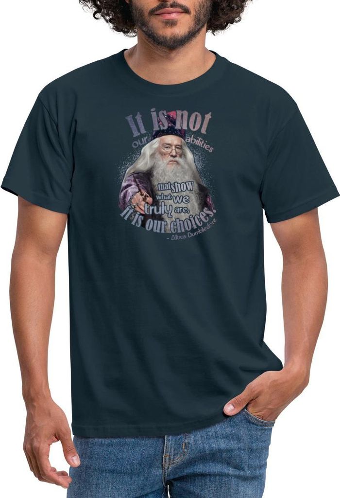 Spreadshirt Harry Potter Albus Dumbledore Zitat Männer T-Shirt, M, Navy