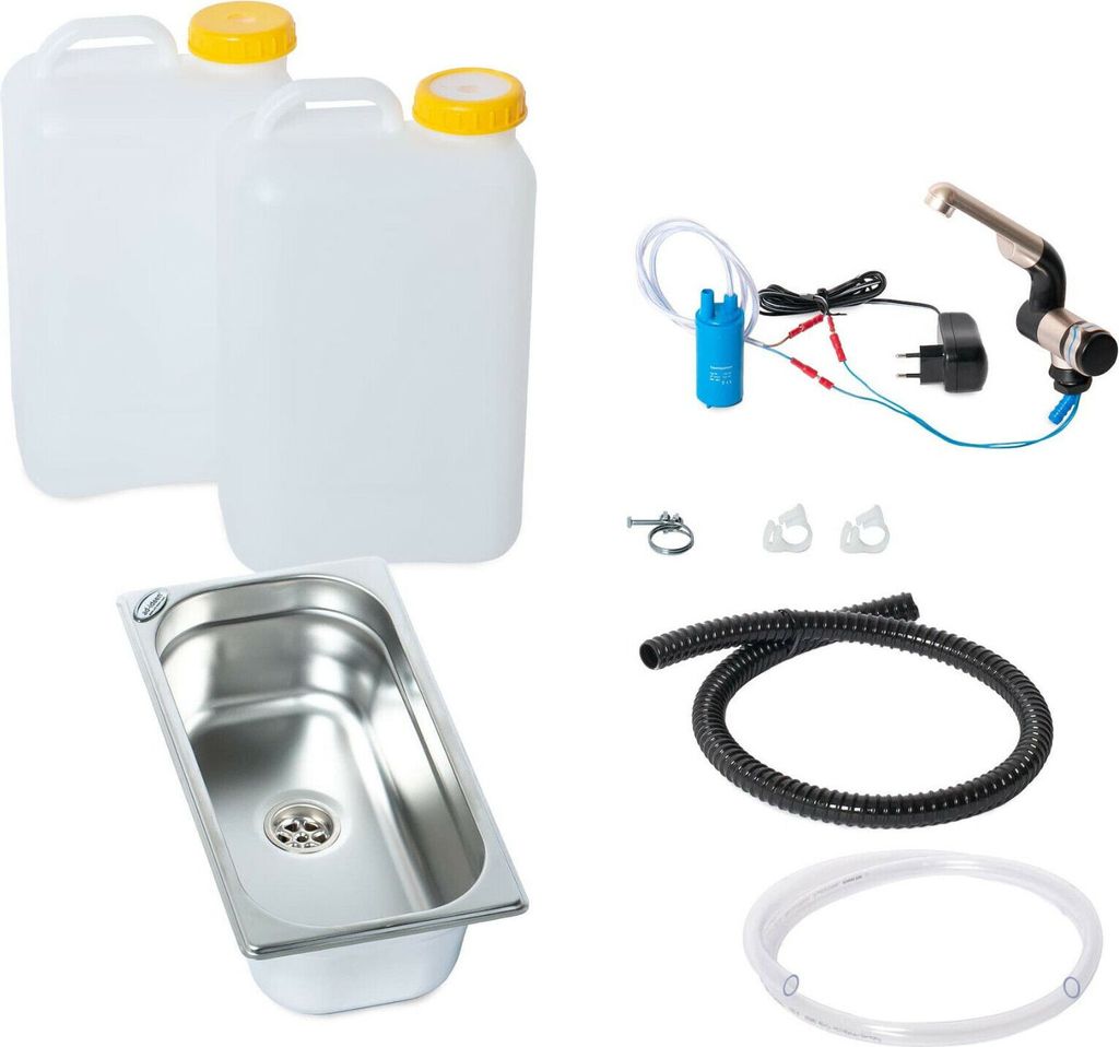 230V Camper Küche Bausatz Spüle 325x176x100mm Barwig Chrom 19Liter T4, Citroen