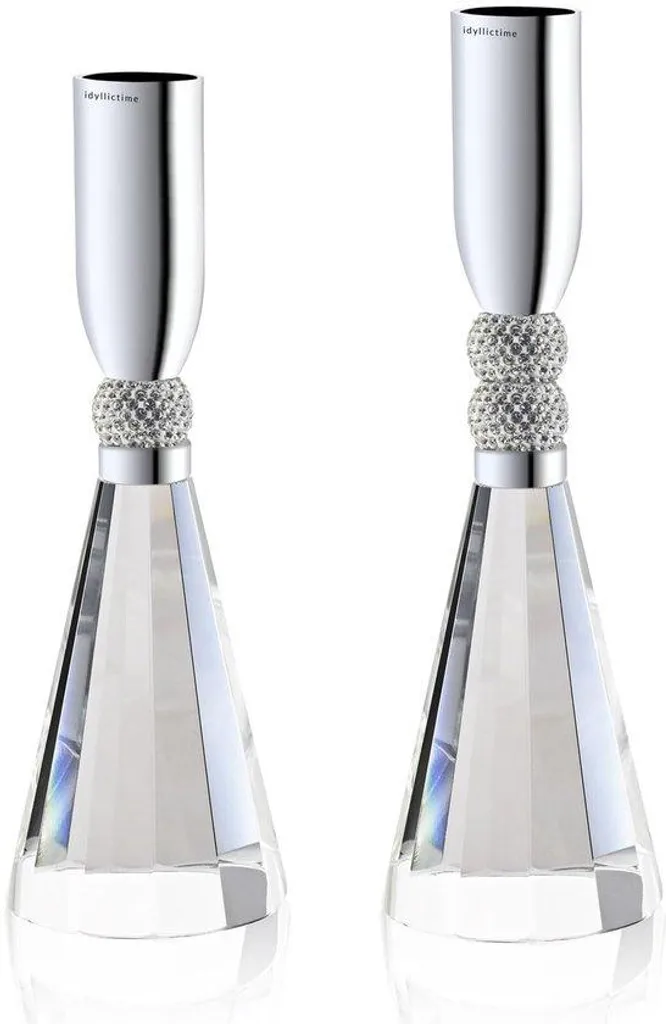 Chandelier en cristal argenté et socle stable pour centre de table chic