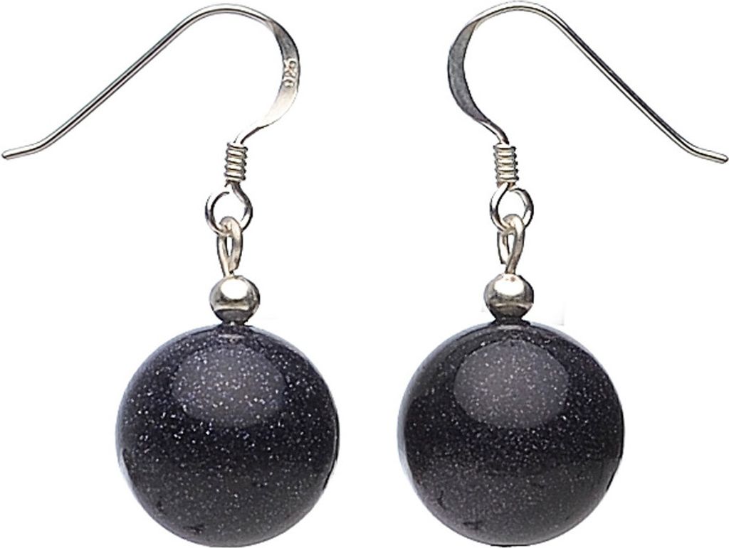 Ohrringe Ohrhänger aus Blaufluss dunkel blau Ohrschmuck Damen Ø 14mm
